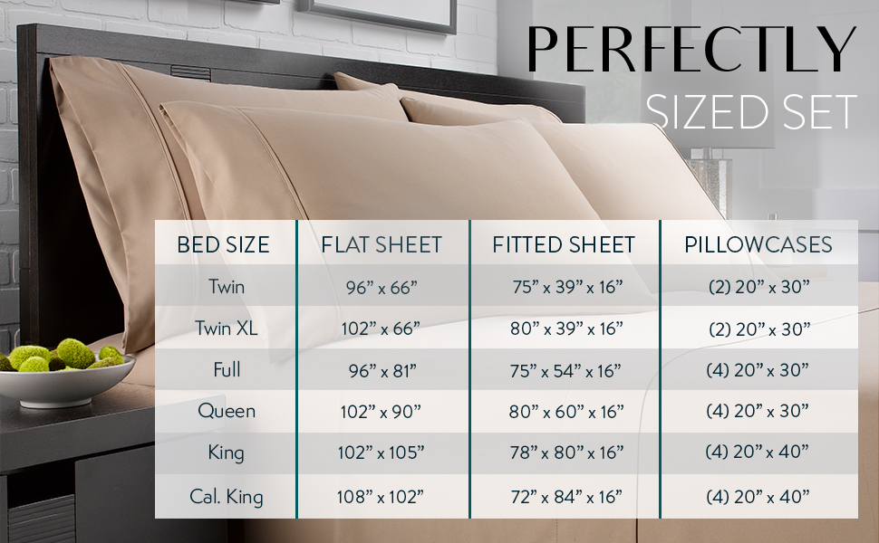 Danjor Linens bed sheet sizing guide - View 2